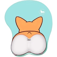 123Arts 3D Funny Corgi Butt Shape Silicone Mouse Pad Mouse Mat- 8.6X10.2 Inch