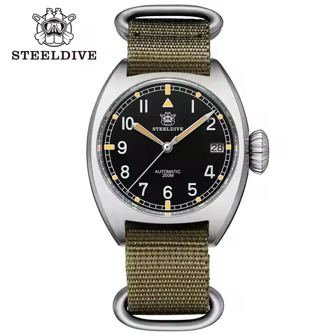 STEELDIVE Brand SD1907 Limited Supply 36MM Slim Steel Case Sapphire Glass NH35 Automatic 18mm Lug 20