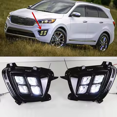 Car Front Bumper Driving Daylight Waterproof For KIA Sorento 2015 2016 2017 LED DRL fog lamp Daytime