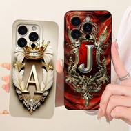 For iPhone 16 Pro Case A3293 A3083 A3292 Luxury Initial Letters Crown Soft Silicone Shockproof Cover