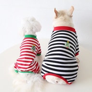 Petstyle French Bulldog Clothes Fat Dog French Bulldog Christmas Striped Four-legged Pajamas