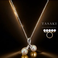 🕊️日本田崎真珠TASAKI  SHINJU|925純銀法式兩顆淡水真珠8mm珍珠項鍊 #二手