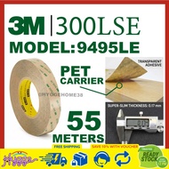 3M 9495LE Double Sided Tape 300LSE 55meters Transparent Adhesive Low Surface Energy Plastics Strong 