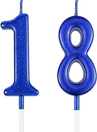 18th Birthday Cake Numeral Candles 18th Birthday Candles 18th Blue Cake Topper Candles for Birthday 
