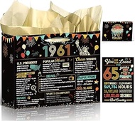 Wxiben 65th Birthday Gift Bag - Colorful Vintage Back in 1961 Decorations Happy Birthday Gift Wrappi