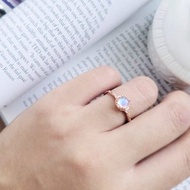 月光公主。6mm藍月光石925銀戒指 食指戒 可調戒圍