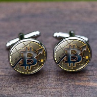 French Shirt Cufflinks Men's Metal Banquet Round Bit Coin Button  Creative Exquisite High Quality Cu