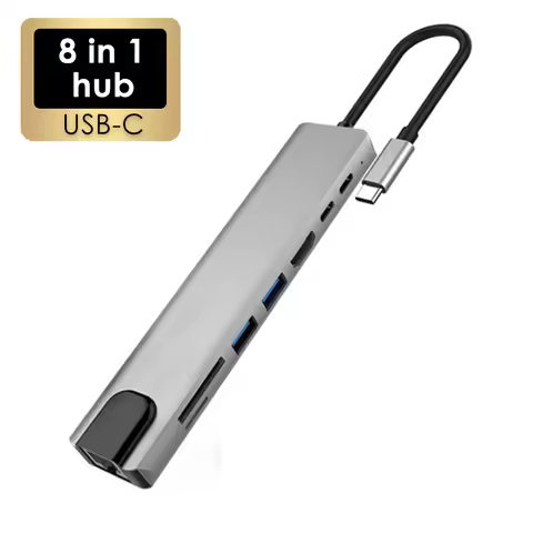 8 in 1 USB C 3.1 to HDTV 4K 100Mbps Lan Ethernet USB3.0 USB 2.0 TF SD Card Slot Reader Type C Charge