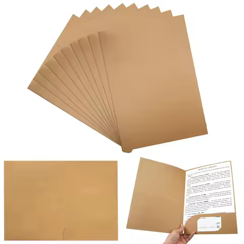 10pcs Thick Kraft A4 Document Folder with Pocket 350g/m² Thick Presentation Folder for Cards Boardin
