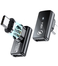 HanCenDa USB C Magnetic Adapter, 24 Pins, 2 Pack 90 Degree Type C Adapter with PD, 140W, Charging, 4