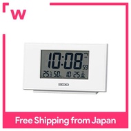 Seiko clock table clock white pearl body size: 7.8 × 13.5 × 3.8 cm alarm clock radio digital calendar temperature and humidity display SQ790W