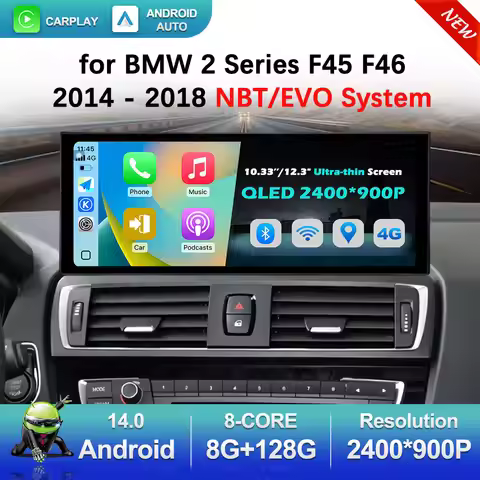Android 14 Car Radio Multimedia Player for BMW 2 Series F45 F46 2014 2015 - 2018 NBT EVO System GPS 