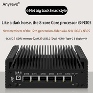 6x i226-V 6 LAN 2.5G Firewall Router 12th Gen Intel i3 N305 N100 Fanless Mini PC DDR5 2xHDMI2.1 USB3