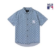 MLB NY立體刺繡LOGO.彈幕牛仔襯衫