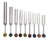 Cosmid Solfeggio Tuning Fork Set - 9 Tuning Forks Perfect for DNA Healing w Chakra Color Rubber Ball