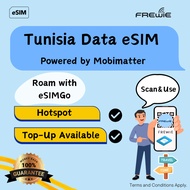 eSIMGo Tunisia eSIM Data Roaming | Topup Available | QR Code via Email - Powered by Mobimatter