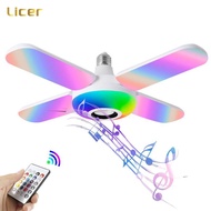 Licer Led Bluetooth Music Light Smart Bluetooth Speaker Light Bulb 40W Three/Four-leaf Foldable Remo