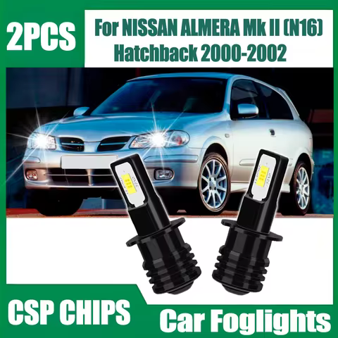 2PCS Canbus Car LED Front Fog Light H3 6000K White Plug And Play 90W Fog Lamps For NISSAN ALMERA Mk 