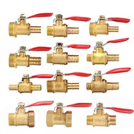 1Pc Brass 1/4" 3/8" 1/2" Male Thread Ball Valve to 6mm 8mm 10mm Barbed Pipe Connector