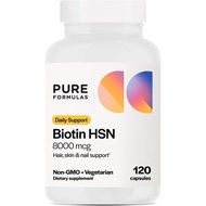 PureFormulas Biotin 8000 mcg Hair Skin Nails Biotin Supplement Biotina, Biotin Hair Growth Vitamins 