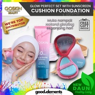 GOSKIN CUSHION FOUNDATION Glow Perfect Set with sunscreen Full Coverage 15g mesra wuduk