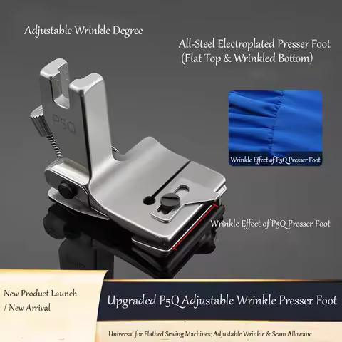 All-Steel P5Q Heavy-Duty Fabric Wrinkle Presser Foot / Wide Pleating Presser Foot / Shrink Pleating 