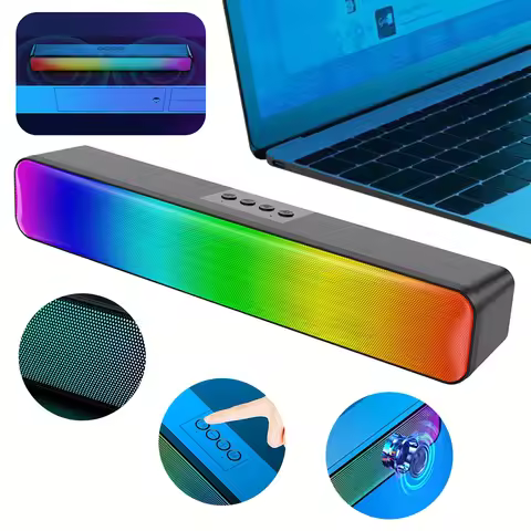 RGB Wireless Speaker Bluetooth-Compatible Portable Mini Loudspeakers USB Powered PC Speaker with Sub