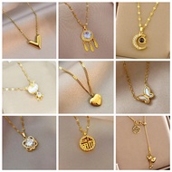 LSSC Exquisite Titanium Steel Necklace Women's Anti-Fading Gold-Plated Necklace Fashion Short Neckla