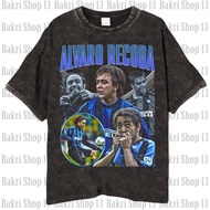 Uruguay Alvaro REXCOBA Vintage Wash Football T-shirt/Kaos Alvaro Recoba Inter FC Unisex