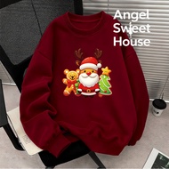 (24 Hours Delivery) Angel Official oversize Korean Style Round Neck Hip Hop Shirt Christmas Pattern 