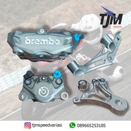 Paket Kaliper Brembo M432+2P grey Silver Logo+Breket Ninja R/SS MJPro