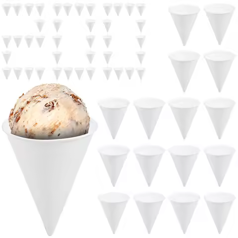 200 Pcs Disposable Paper Cup 4.5 oz Stackable Cone Cup Ice Cream Paper Cups Easy to Clean Water Mug 