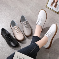 FB9 WOVO Women's Leather Oxford Flats - Casual White