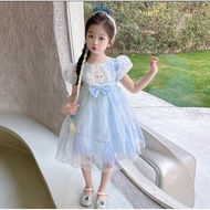 (AGE 1,2,3,4,5,6TH) D731- YNGH *DRESS ONLY* FROZEN DRESS (MENYALA) ELSA PINKbiru
