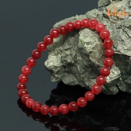 หินทับทิม สีแดง หินราชินี ขนาด 6 มิล Ruby แต่งสี กำไลหินมงคล เป็นตัวแทนแห่งความรักบริสุทธิ์ หินทับทิมแดง หินรูบี้ หินสีแดง by.ออมทอง