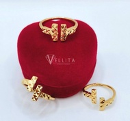 [VJ]NEW 2022! Cop916 Ring "H" Adjustable Free Size 999.9 Gold Plated {Cincin H Persist916}