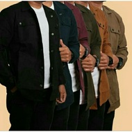 HECTOR Men's Canvas Jacket - Semi Parka Field Jacket - Army Green Color - Press Button (Original)