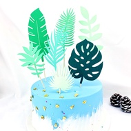 Cake Decorating Plug-In Tropical Green Leaves 7-Piece Set Birthday Cake Dessert Table Scenario Dress
