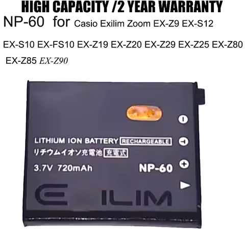 New NP-60 NP60 Battery for Casio Exilim Zoom EX-Z9 EX-S12 EX-S10 EX-FS10 EX-Z19 EX-Z20 EX-Z29 EX-Z25