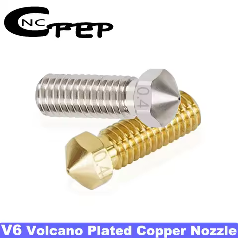 2pcs E3D V6 Volcano Nozzle Copper Plated 3D Printer Parts Hotend M6 Thread Hardened Steel Volcano No