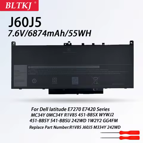 J60J5 7.6V 55WH For Dell Latitude Laptop Battery E7470 E7270 7470 7270 Series Type 0MC34Y MC34Y R1V8