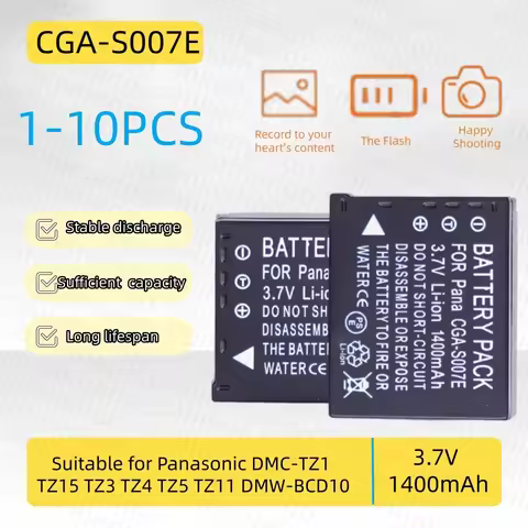 CGA-S007E CGA-S007 Camera Battery 3.7V 1400mAh Rechargeable Battery for Panasonic DMW-BCD10 DMC-TZ1