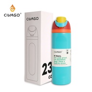 CIVAGO（23oz）Insulated Stainless Steel Water Bottle with Straw BPA-Free Sports Water Bottle
