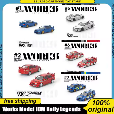 Works Model 1:64 Jdm Rally Legends Collection Diecast Cars Impreza 22b Lancer Evo Vi Skyline R33 Lm 
