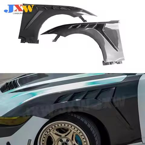 for Ford Mustang 2024+ Real Carbon Fiber Car Front Bumper Side Fender Fin Splitters Spoiler FRP Alph