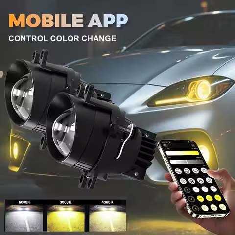 HYNBYZJ 3 Inch Bi-LED Projector Fog Lights H7 LED Three Color High Low Beam For Toyota Corolla Vios 