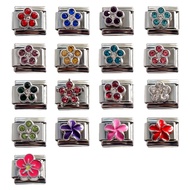 Stainless Steel Italian Modular Bracelet Flower DIY Stretch Bracelet Italian Charms Bracelet