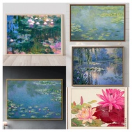 Claude Monet Framed Canvas_ Water Lilies, Canvas Art, Large Wall Art, Green Art, Minimalist Art, Wal