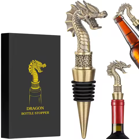 LKKCHER Useful 2-in-1 Dragon Head Wine Stopper and Opener Fashion Home Bar Ornaments Bottle Saver Gi