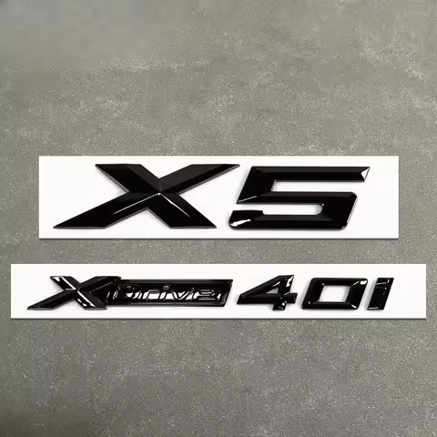 For X5 Series Gloss Black Emblem X5+XDrive40i Number Letters Rear Trunk Badge 2PCS